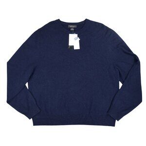 The Men's Store XXL 100% 2-Ply Cashmere Crew Neck Lightweight Sweater NWT Navy